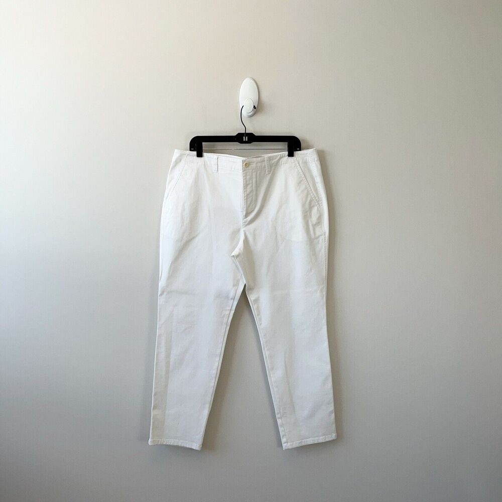 Lauren Ralph Lauren Women’s White Chino Pants Cotton Blend Tapered Leg Size 16